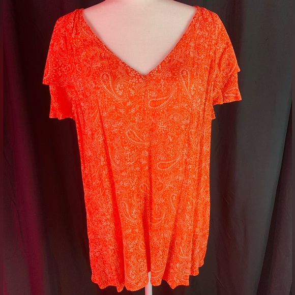 Old Navy orange paisley butterfly sleeve with tags XL - Picture 1 of 6